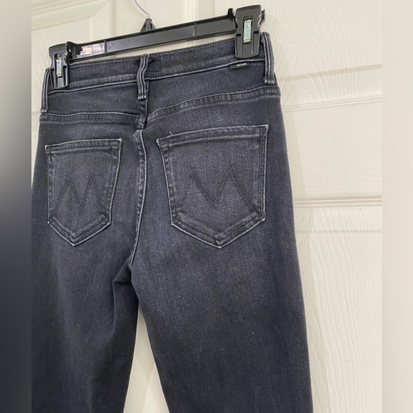 Mother The Weekender Fray Jeans In Deep End Dark Gray Wash Size 24 Flare - Picture 10 of 14